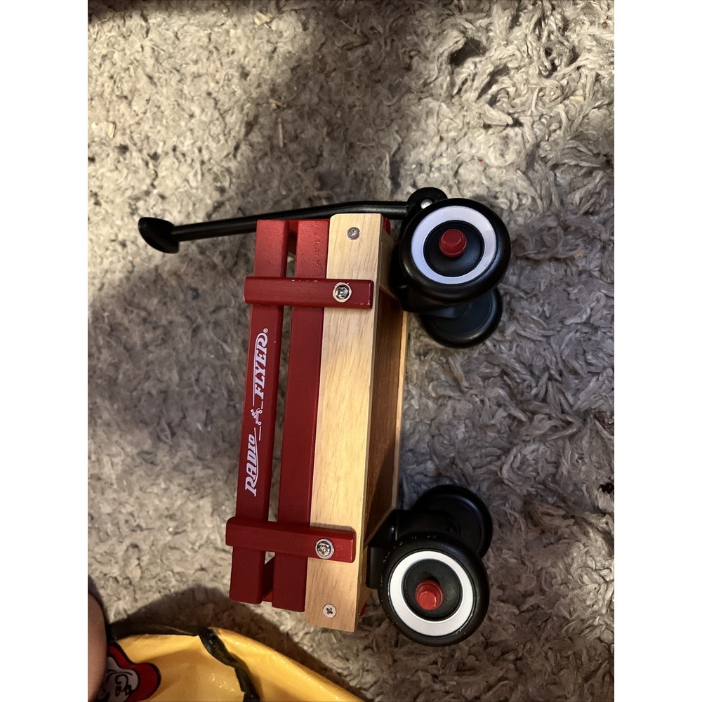 Radio Flyer Small Doll Toy Wooden Wagon 7" Long with 5.5" Handle Length EUC